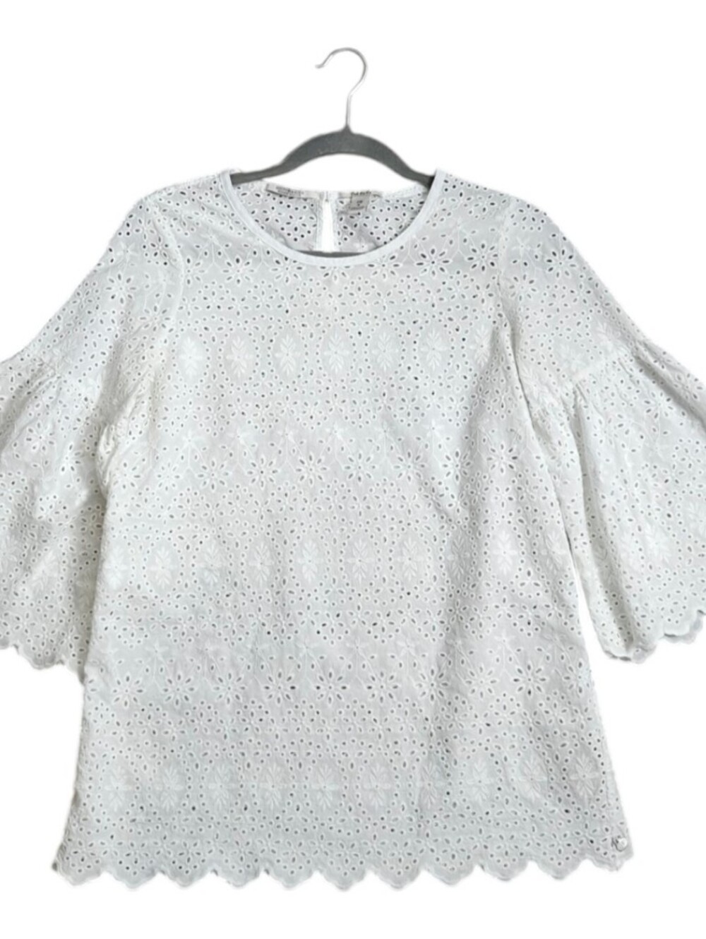 Scotch & Soda White Eyelet Bell-Sleeve Blouse
